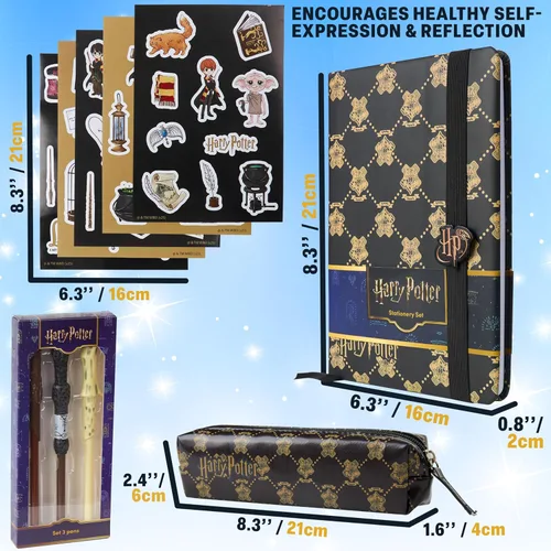 Miniatura 6 de Get Trend Harry Potter Gifts - Juego de papelería con lindo cuaderno de punta esférica, bolígrafos y estuches, calcomanías para estuches de lápices