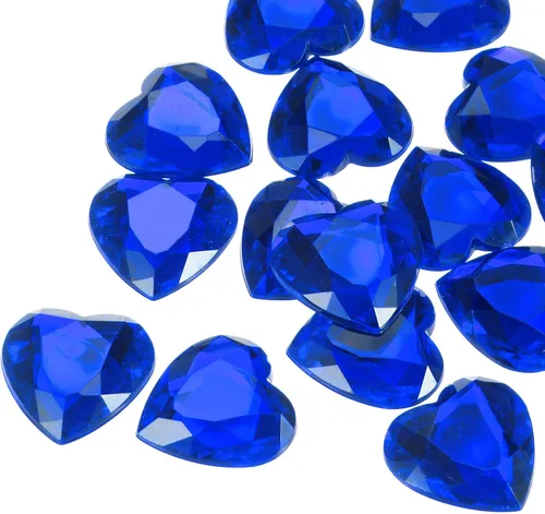 Miniatura 36 de MECCANIXITY 20 piezas de diamantes de imitación acrílicos de corazón de 0.787 pulgadas (0.787 in) con parte trasera plana, gemas de plástico