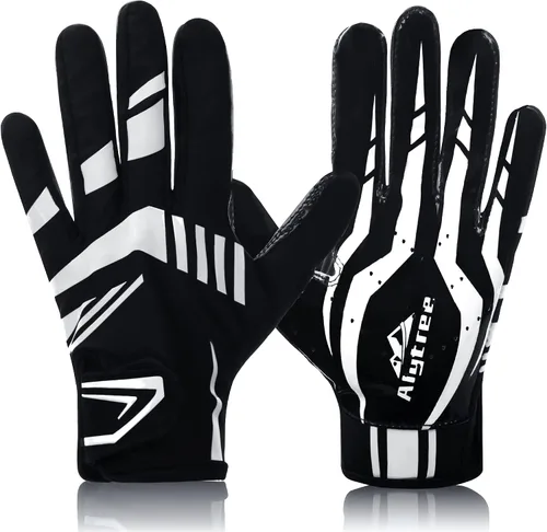 Miniatura 8 de Guantes de fútbol americano para niños de 8-12 años, guantes antideslizantes para receptor abierto juvenil, guantes de silicona de rendimiento
