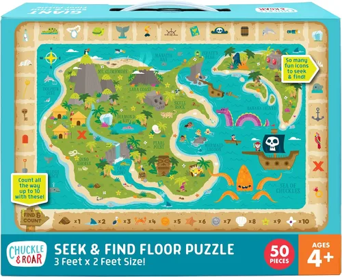Miniatura 12 de Chuckle & Roar Rompecabezas de piso jumbo de dinosaurio – 50 piezas, 24 x 36 pulgadas, edades de 4 a 6 años – Rompecabezas para niños que brilla