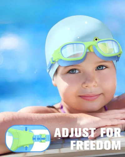 Miniatura 6 de Kids Swim Goggles with Silicone Swim Cap, Swimming Goggles Cap Set for Kids 6-14, Anti-Fog Anti-UV for Boys Girls