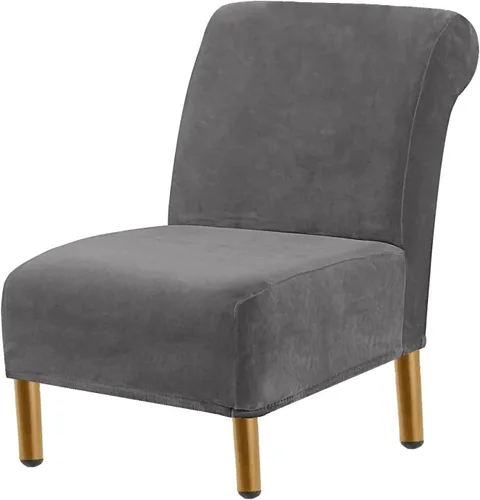 Miniatura 9 de Funda para silla decorativa sin brazos, de terciopelo elástico, extraíble, lavable, protector moderno de muebles con parte inferior elástica