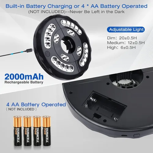 Miniatura 2 de Luz de sombrilla de patio de doble potencia, recargable y funciona con pilas, 3 modos de iluminación inalámbrica, luz de poste de sombrilla