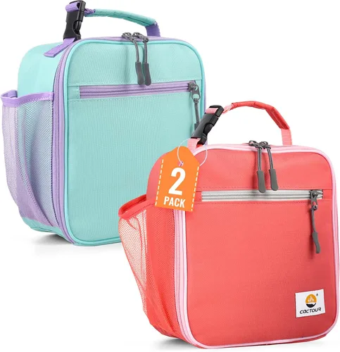 Miniatura 27 de CaCTOUR Lonchera para Niños, 2 Paquetes Bolsa de Almuerzo Aislada para Niñas y Niños, Bolsa Suave Mini Enfriador Regreso a la Escuela Bolsa