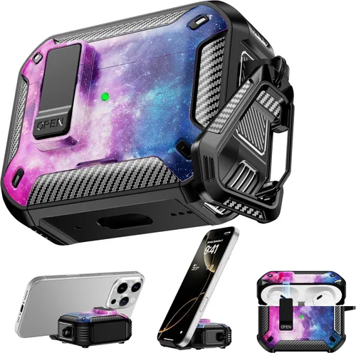 Miniatura 17 de RFUNGUANGO Funda protectora para AirPods Pro de 2ª generación con kit de limpieza, funda rígida militar con cerradura para funda de carga de AirPod