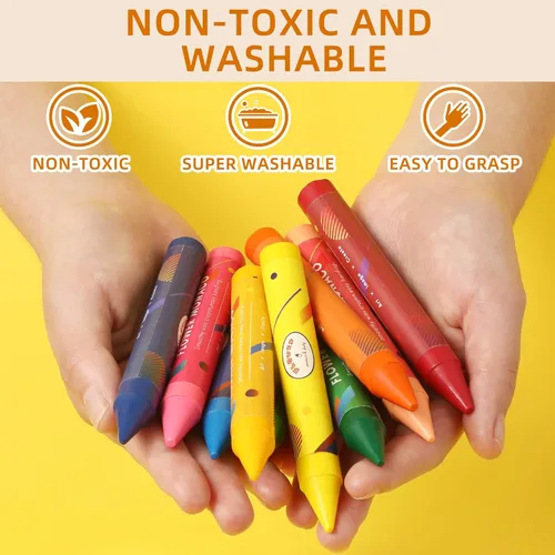 Miniatura 4 de Lebze Crayones Jumbo para niños pequeños, 16 colores no tóxicos, crayones grandes fáciles de sostener para niños, seguros para bebés y niños Flor