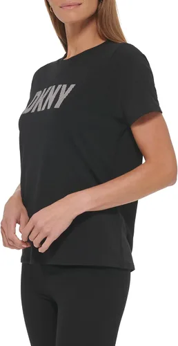 Miniatura 2 de DKNY Camiseta de mujer con cuello redondo y logotipo a rayas