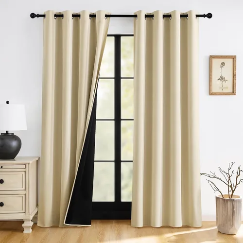 Miniatura 11 de RYB HOME Cortinas opacas grises de 63 pulgadas de largo para dormitorio, cortinas de ventana 100% opacas con aislamiento térmico y reducción