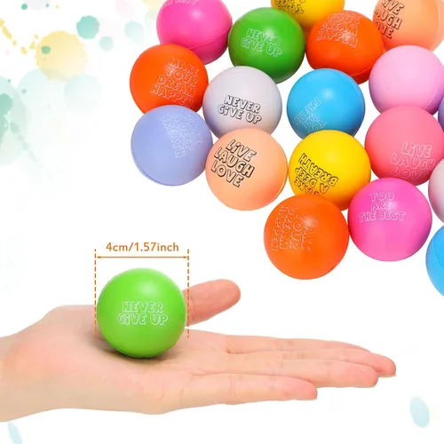 Miniatura 2 de Libima 50 bolas motivacionales para el estrés a granel de 1.57 pulgadas de espuma pequeña colorida con citas inspiradoras para aliviar el estrés