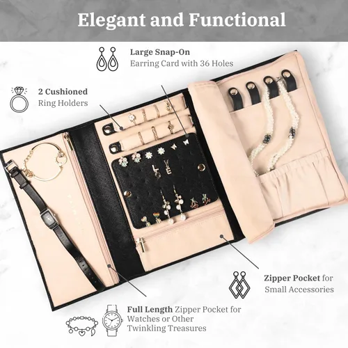 Miniatura 2 de COSMIYA Joyero de viaje personalizado con inicial, regalos personalizados con monograma para mujeres, regalos de dama de honor, organizador de joyas