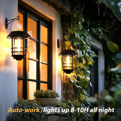 Miniatura 3 de Otdair Linternas solares al aire libre impermeables, 2 unidades, con encendido/apagado automático, luces solares colgantes para exteriores