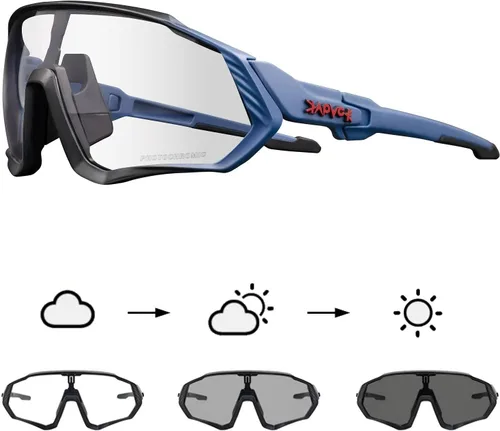 KAPVOE Gafas de ciclismo fotocromáticas para hombres y mujeres, gafas de sol para bicicleta de montaña MTB, para bicicleta de montaña Clear - K9408
