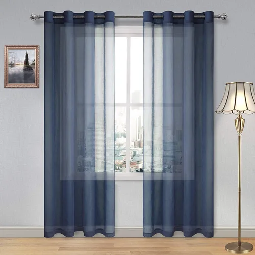 Miniatura 158 de DWCN Cortinas traslúcidas color verde frijol para sala de estar y dormitorio - Cortinas voile con aspecto de lino sintético con ojales en la parte