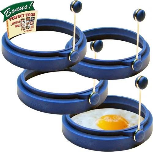 Miniatura 9 de ABAM - Anillo profesional de silicona para huevos de 4 pulgadas, molde para panqueques para sándwiches de desayuno, tortillas y más, anillo de molde