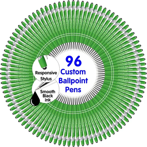 Miniatura 29 de Bolígrafos personalizados a granel con punta de lápiz capacitivo, bolígrafos personalizados de 0.020 in con nombre, logotipo o mensaje grabado