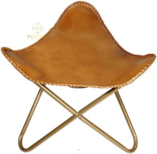 Miniatura 24 de Pie plegable de mariposa de cuero Acento de salón, camping, caminar, caza, senderismo, pesca, viajes (beige)