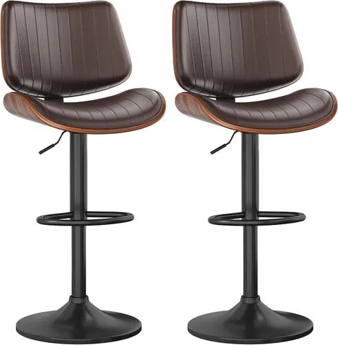 Miniatura 35 de YaFiti Adjustable Bar Stools, Modern Swivel PU Leather Counter Height Chairs with Backrest, Armless Kitchen Island Stools, Black 1 PCS