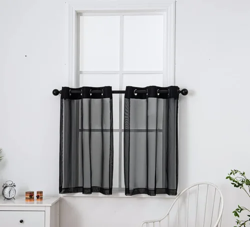 Miniatura 39 de PI - Cortinas traslúcidas con paneles pequeños, cortina transparente para ventana de cocina, mirador, 2 paneles