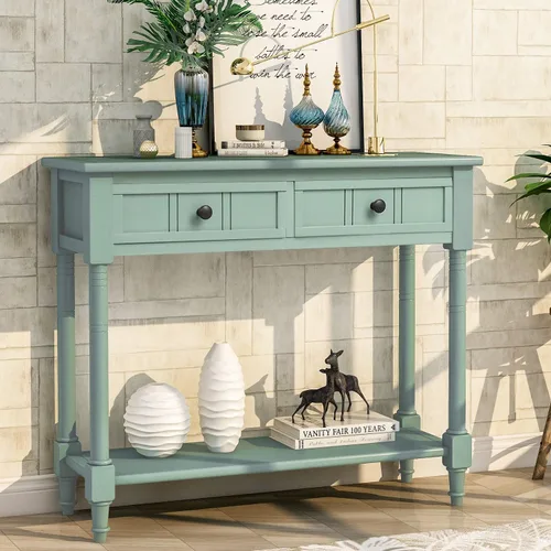 Miniatura 14 de P PURLOVE Mesa consola estrecha con cajón, mesa de entrada pequeña para sala de estar