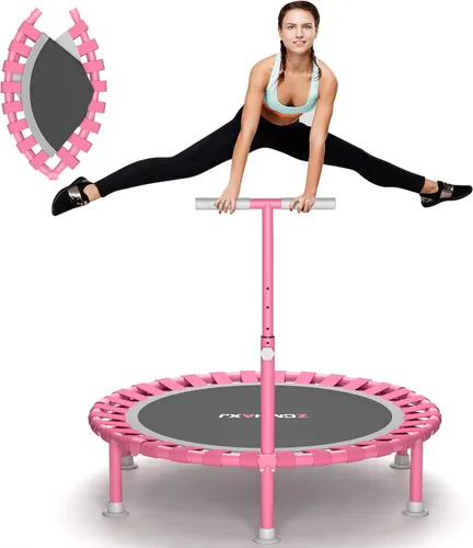 ZCMHAXJ Mini trampolín plegable, trampolín de rebote de 40 pulgadas para adultos y niños, capacidad de 450 libras con barra ajustable en forma de T,