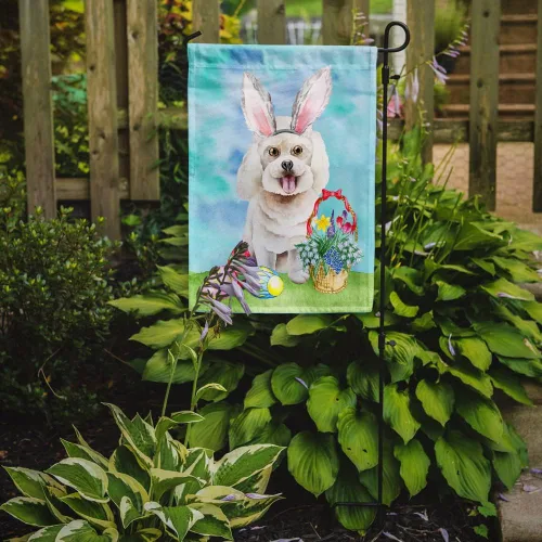 Miniatura 2 de Caroline's Treasures CK1381GF Bichon Frise - Bandera de jardín con diseño de conejito de Pascua, bandera decorativa para patio exterior, patio