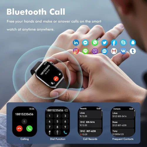 Miniatura 2 de YMS Reloj inteligente Android para mujer, 2.0 pulgadas, IP68 impermeable, reloj de fitness con Bluetooth (respuesta/llamada), monitor de frecuencia