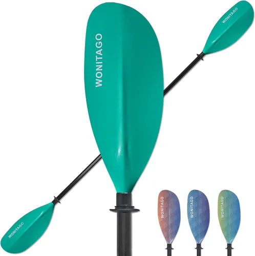 Miniatura 10 de Remo de kayak con eje de fibra de vidrio y hoja de nailon reforzado, remos de kayak ajustables, 3 piezas, 90.6-98.4 in/90-98 pulgadas, 82.7-90.6