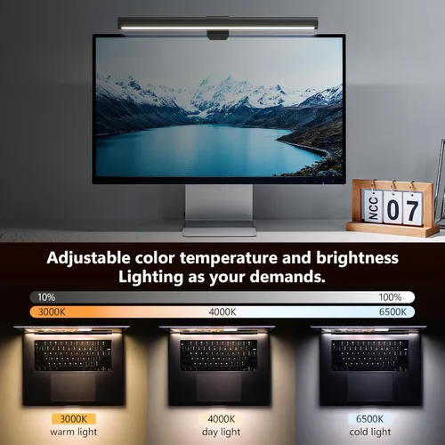 Miniatura 5 de Barra de luz para monitor, lámpara de lectura USB para cuidado de los ojos, luces de computadora LED de 11.8'' con iluminación ultra ancha, luz