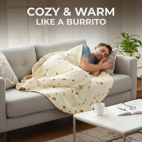 Miniatura 6 de Zulay Kitchen Manta Decorativa de Tortilla Burrito - Manta Gigante de Tortilla de Doble Cara para Adultos y Niños - 285 GSM Manta de Comida Suave