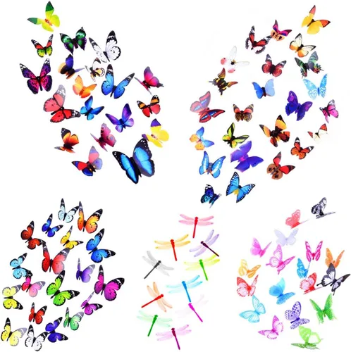 Miniatura 9 de 43 calcomanías de pared de mariposas 3D para decoración de murales, calcomanías removibles para la decoración del dormitorio en el hogar