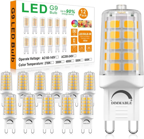 Miniatura 13 de BAOMING Bombilla LED G9 regulable de 4 W, equivalente a halógeno T4 G9 de 40 W, 2700 K blanco cálido suave, 120 V sin parpadeo, iluminación de araña