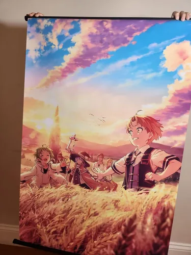 Tina Art Mushoku Jobless Anime Collection - Póster enmarcado grande con ganchos, 24 x 36 pulgadas, para reencarnación de gamer, 35.4 x 23.6 in