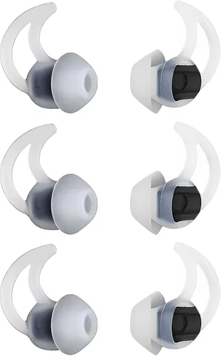 Puntas de auriculares para auriculares Bose QC20 QC20i QC30 Soundsport SIE2 SIE2i IE2 IE3 - Grandes 3 pares - Silicona - Blanco