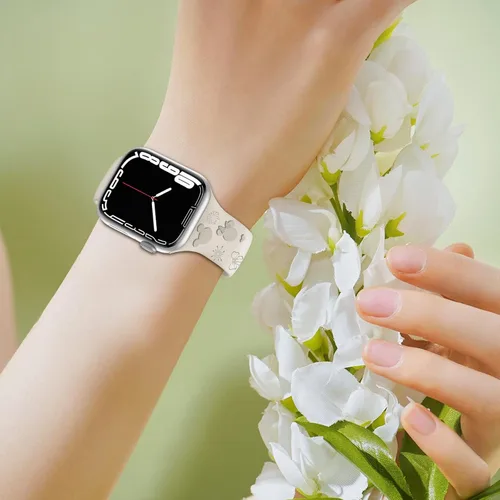 Miniatura 5 de 4 Paquete de bandas de silicona grabadas compatibles con Apple Watch de 40mm 38mm 41mm 42mm 44mm 45mm 46mm 49mm, correas deportivas transpirables