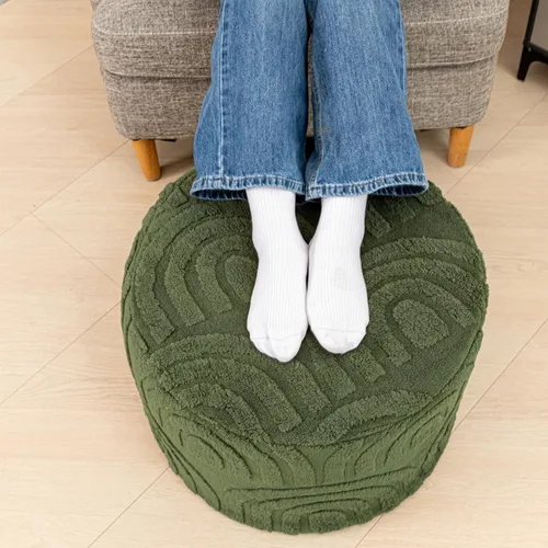 Miniatura 18 de Asuprui Reposapiés Otomano de Tela de Felpa – Puf de Espuma Suave de 20"x14" con Funda Extraíble Perfecto para Sala de Estar, Dormitorio y Lino