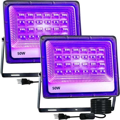 Miniatura 8 de Paquete de 2 luces negras de 30 W, luz negra LED con enchufe e interruptor de EE. UU., luces negras de 395-405 nm para brillar, sin fiesta