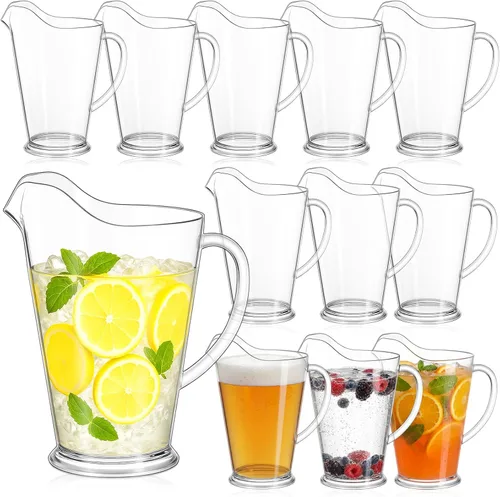 Miniatura 12 de Tessco for you - 1 jarra de plástico transparente de 60 onzas para restaurante, jarra de agua grande, jarra para servir leche, té, jugo de bebida