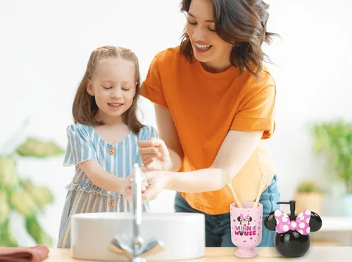 Miniatura 4 de Dispensador de jabón con bomba de Minnie Mouse de Disney - Accesorio de baño para niños en rosa y negro - Bomba de loción de resina Negro - Minnie