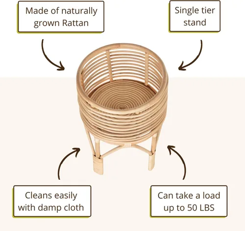 Miniatura 5 de KOUBOO Soporte para plantas de interior de ratán, pequeño, maceta natural marrón
