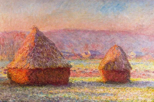Miniatura 2 de Claude Monet - Cartel laminado de pintura impresionista francesa de color blanco, amanecer y amanecer, paisaje de 18 x 12 pulgadas