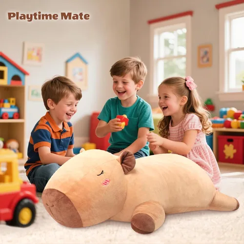 Miniatura 5 de SuzziPals Peluche de Capibara Gigante de 43 pulgadas, Animal de Peluche Gigante Realista para Alivio del Estrés y Compañía, Almohada de Grandes