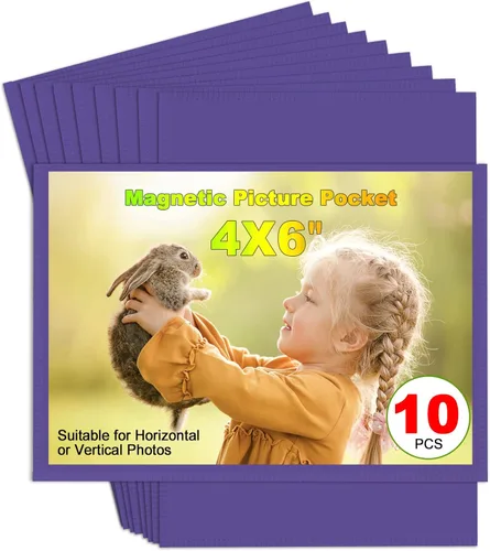 Miniatura 40 de Marco de Fotos Magnético Negro CHUNNIAO 4X6 para Refrigerador, Fundas de Imanes de Fotos Negro 4X6" 10PCS