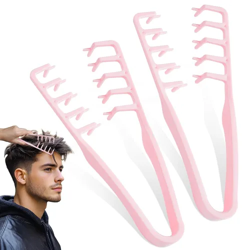 Miniatura 9 de Peine de textura de 2 piezas, peine voluminizador de textura de cabello de dientes anchos, accesorio de peinado con flecos, para hombres y mujeres