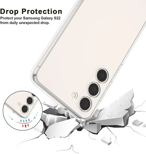 Miniatura 7 de Vanjua Funda transparente para Samsung Galaxy S22 5G, paquete de 2 fundas protectoras de silicona suave delgada de cuerpo completo compatible