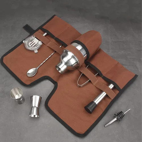 Miniatura 4 de Canvas Bartender Roll - Kit de Mixología Profesional Bolsa - Marrón