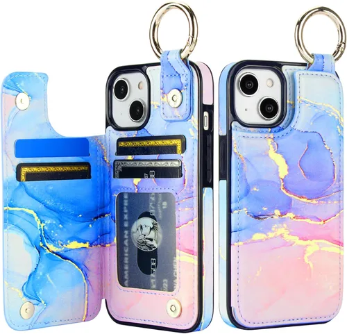 Miniatura 45 de HAOPINSH para iPhone 13 Estuche tipo cartera con tarjetero, patrón de leopardo blanco y guepardo, funda con tapa trasera para mujer y niña, ranuras