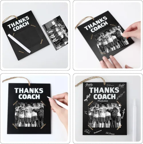 Miniatura 3 de Chunful Marco de fotos de madera con bolígrafo para fútbol, fútbol, baloncesto, voleibol, divertido regalo para agradecimiento, Navidad, cumpleaños