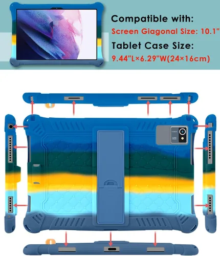 Miniatura 3 de DETUOSI Funda de silicona para tablet Okaysea de 10,1 pulgadas con lápiz stylus y correa para el hombro, funda con soporte multiángulo, funda suave