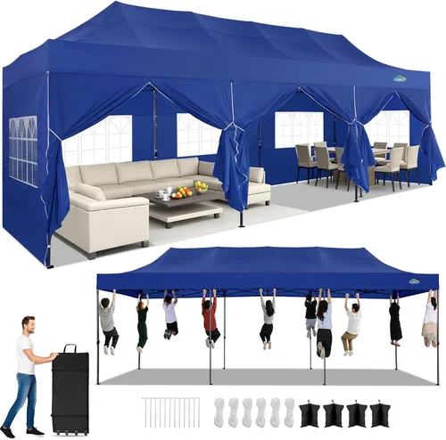 Miniatura 27 de COBIZI Tienda de campaña desplegable resistente de 10 x 10 pies con 4 paredes laterales, marco grueso, tiendas comerciales fáciles de instalar al