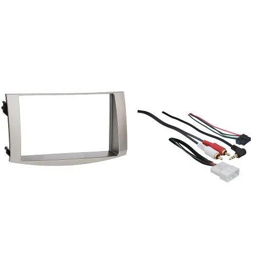 Metra 95-8215S - Kit de tablero doble DIN para vehículos Toyota Avalon seleccionados 2005-2010 (plateado) y arnés de cables de control del volante